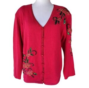 Vintage Heirloom Collectible Christmas Collection 2004 Holly Berry Sequin Medium